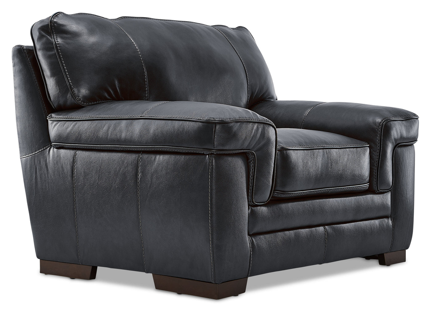 Stampede Leather Sofa, Loveseat and Chair Set - Charcoal