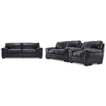 Stampede Leather Sofa, Loveseat and Chair Set - Charcoal