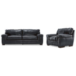 Stampede Leather Sofa and Chair Set - Charcoal