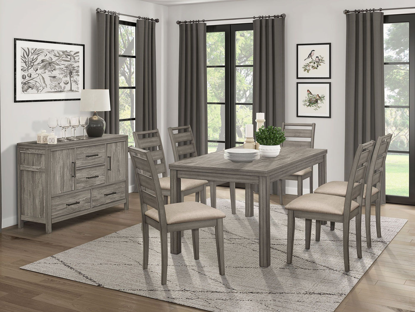 Bainbridge 7piece Dining Set Weathered Grey Leon's