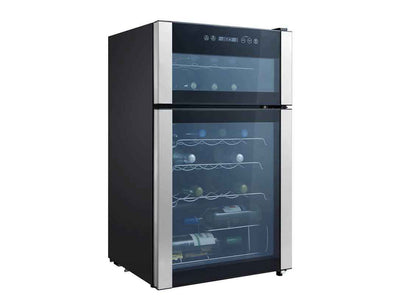 GE Stainless Steel 29-Bottle Dual Zone Wine Cooler - PXR03FLMFSC