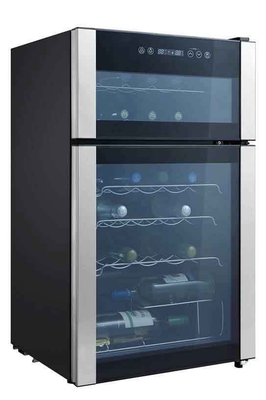 GE Stainless Steel 29-Bottle Dual Zone Wine Cooler - PXR03FLMFSC