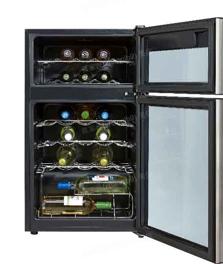 GE Stainless Steel 29-Bottle Dual Zone Wine Cooler - PXR03FLMFSC