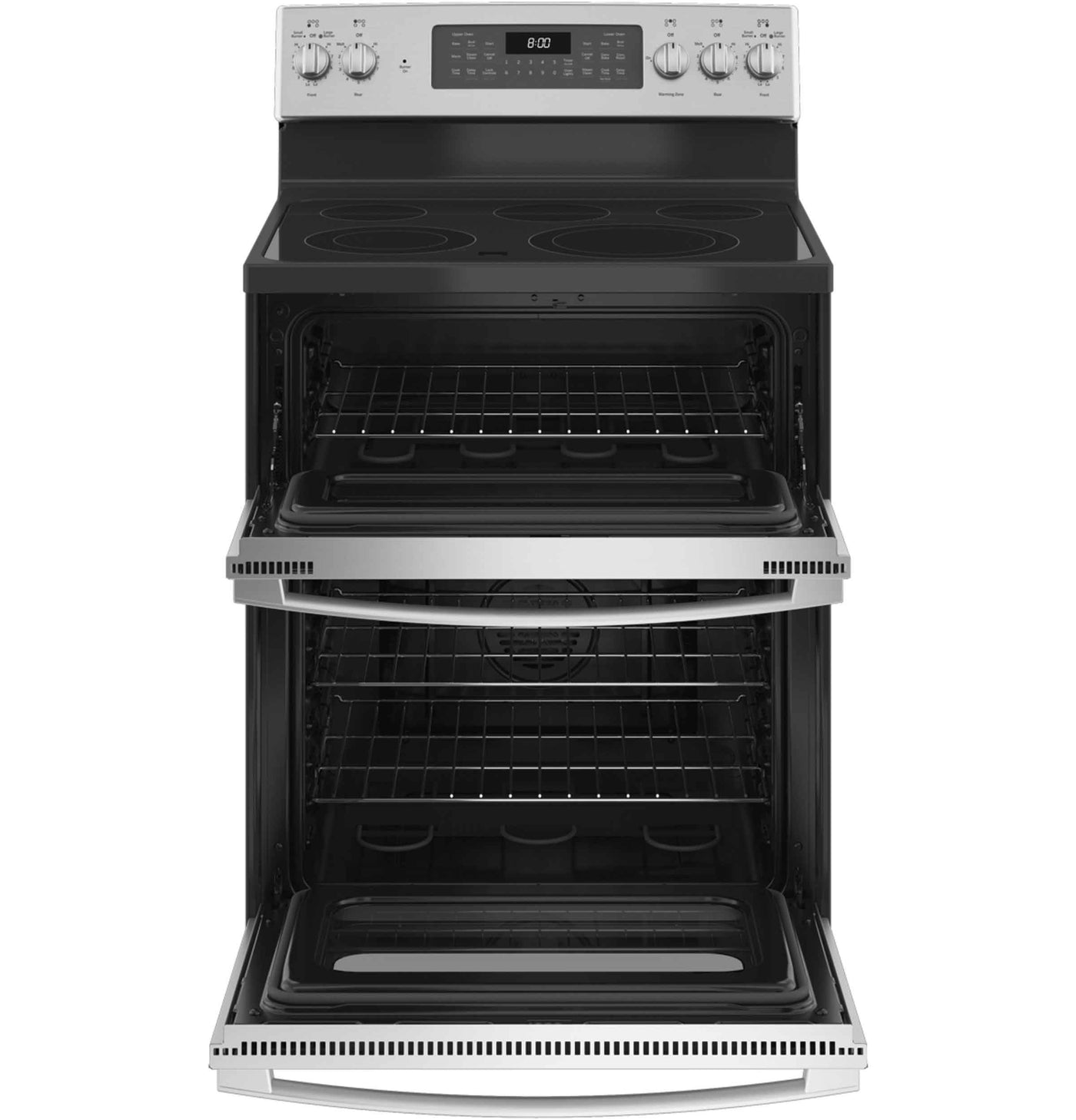 GE Stainless Steel 30'' Freestanding Double Oven Electric Range with Air Fry (6.6 Cu.Ft) - JBS86SPSS