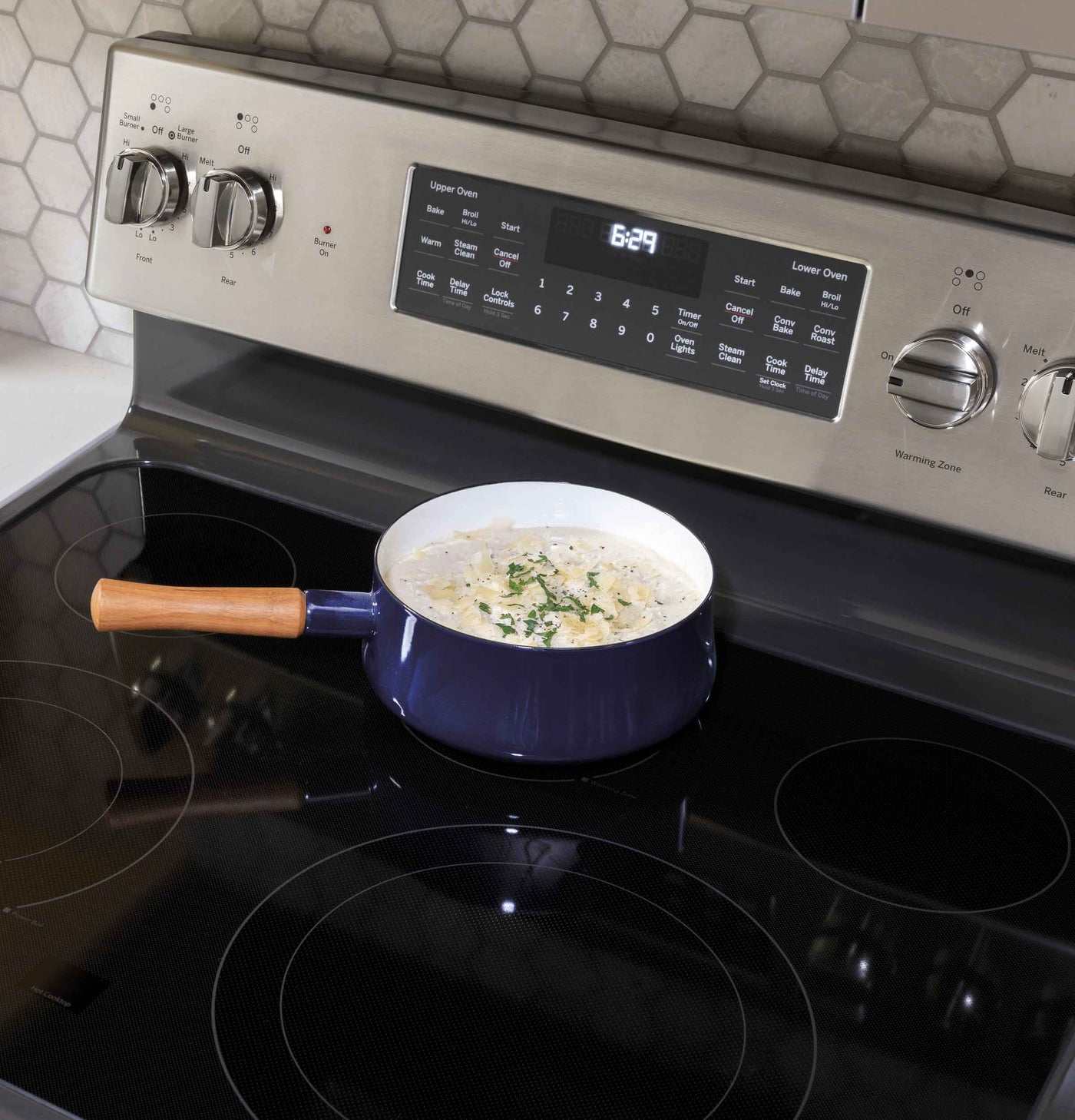 GE Stainless Steel 30'' Freestanding Double Oven Electric Range with Air Fry (6.6 Cu.Ft) - JBS86SPSS