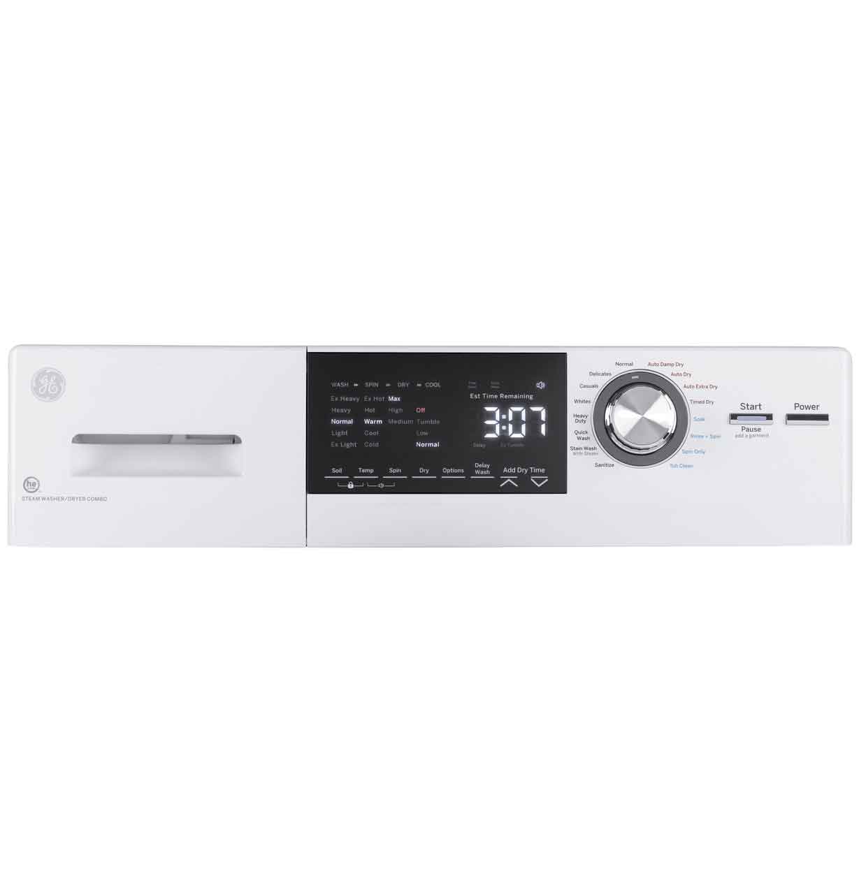 GE 24" Front Load Washer/Condenser Dryer Combo (2.8 cu.ft.) - GFQ14ESSNWW