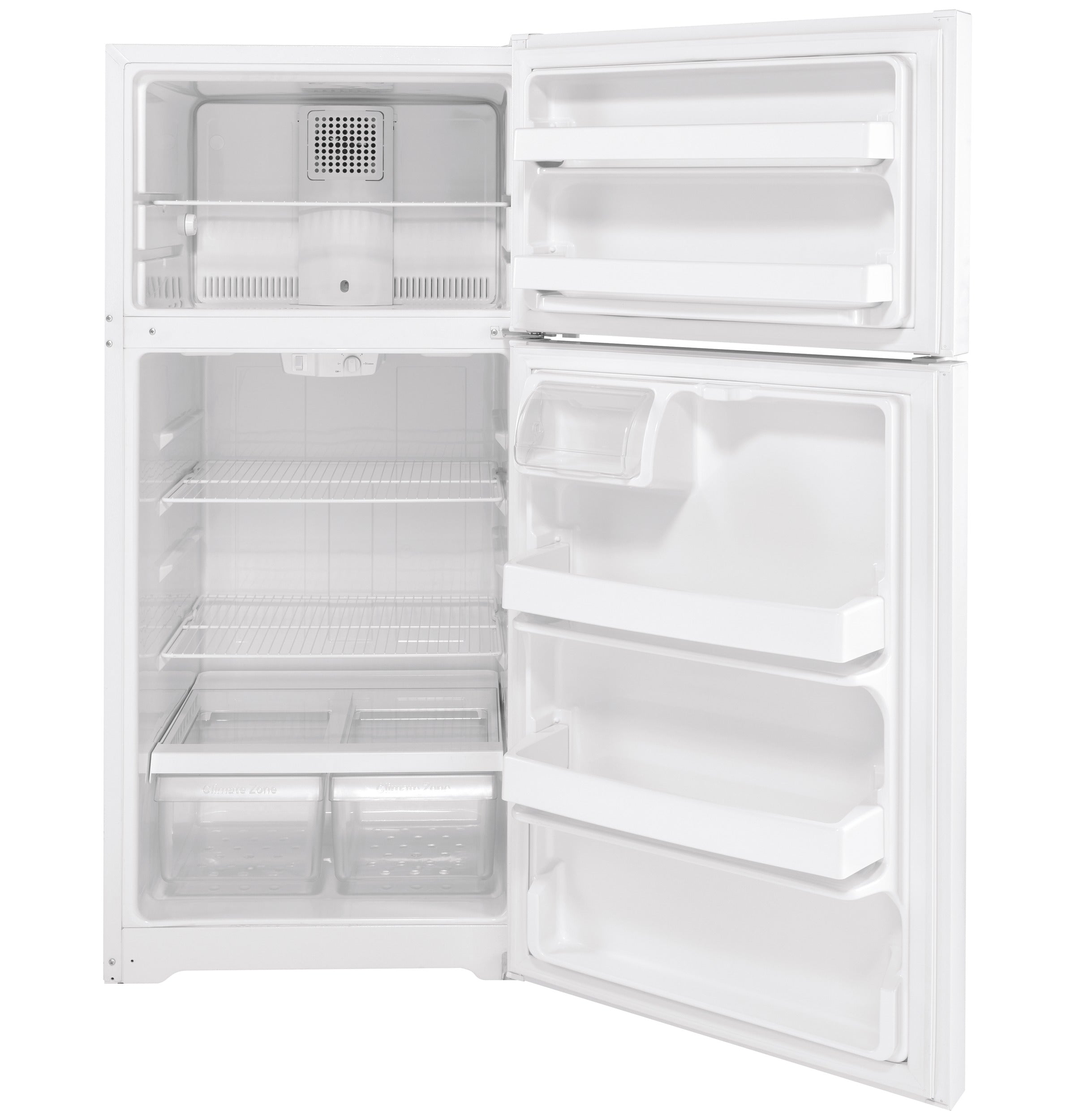 GE White Top Mount Refrigerator (15.6 Cu.Ft.) - GTE16DTNRWW | Leon's