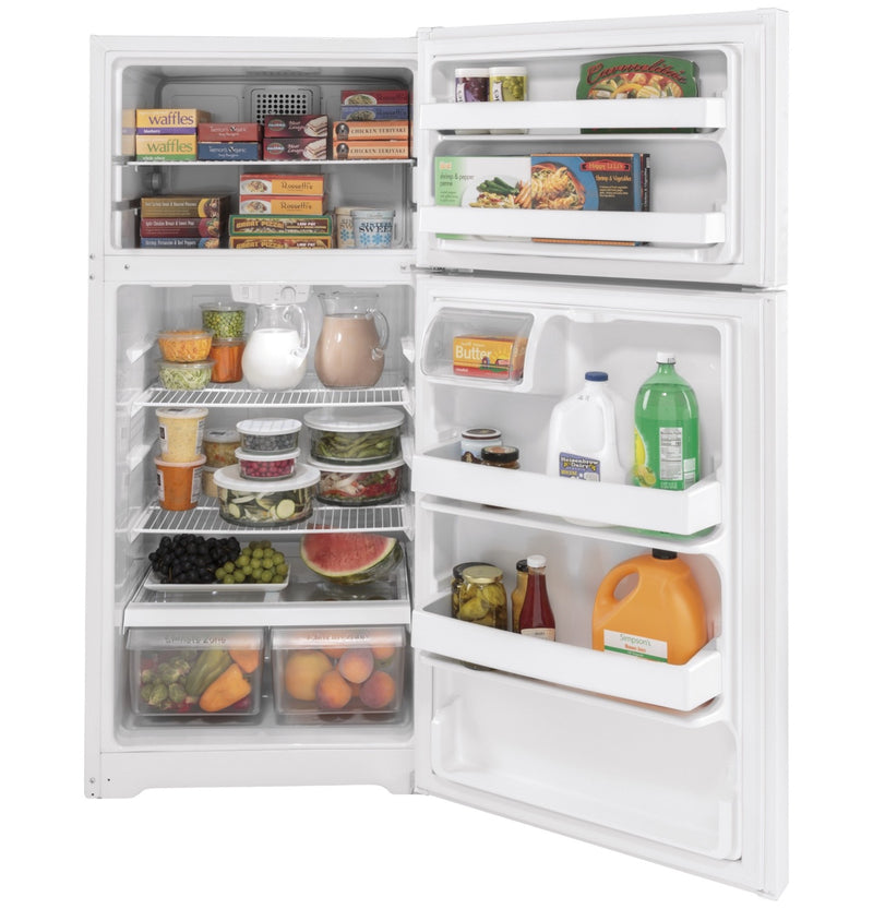 GE White Top Mount Refrigerator (15.6 Cu.Ft.) - GTE16DTNRWW | Leon's