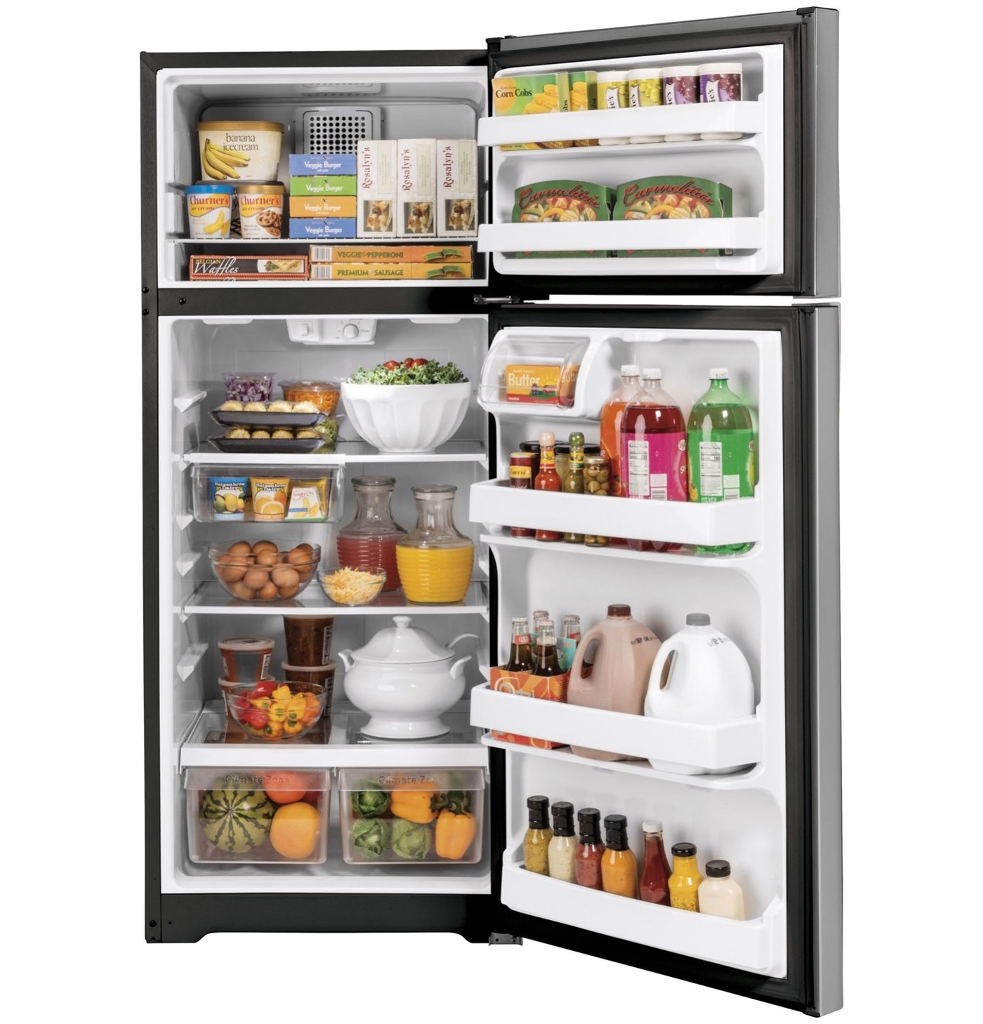 GE Stainless Steel Top Mount Refrigerator (16.6 Cu.Ft) - GTE17GSNRSS