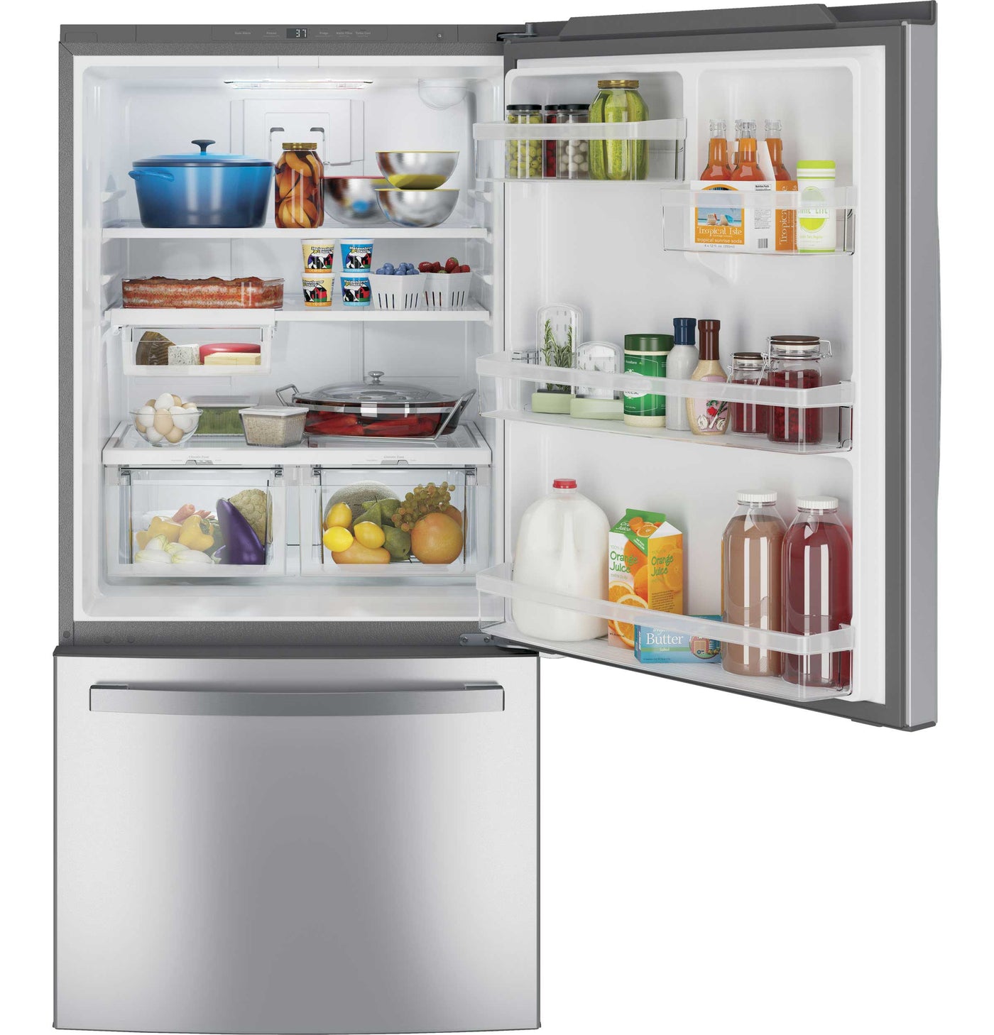 GE Fingerprint Resistant Stainless 33" Bottom-Mount Refrigerator (24.9 cu ft)- GDE25EYKFS