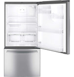 GE 33" 24.9 Cu. Ft. Fingerprint Resistant Stainless Bottom-Freezer Refrigerator - GDE25EYKFS