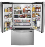 GE 35.75" 26.7 Cu. Ft. Fingerprint Resistant Stainlees Steel French Door Refrigerator - GNE27JYMFS
