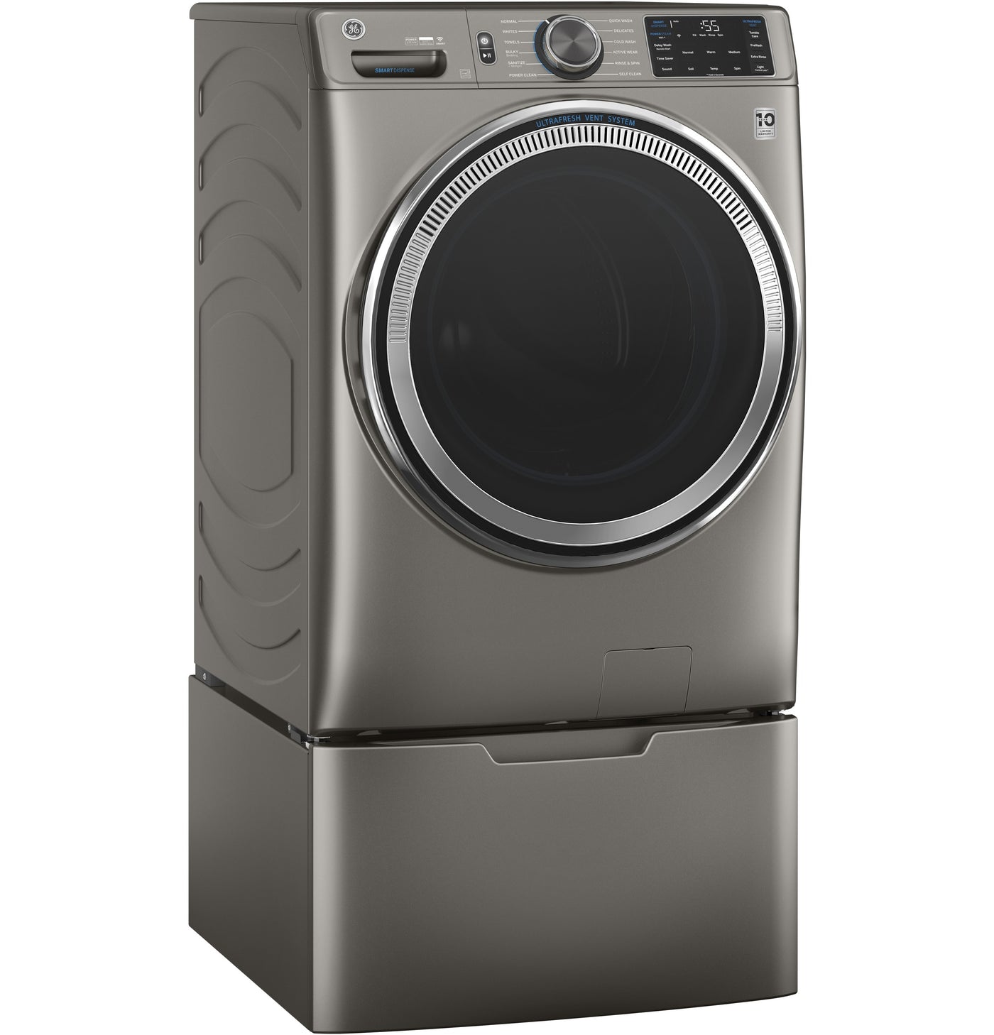 GE Satin Nickel Front Load Washer (5.5 Cu. Ft.) - GFW650SPNSN