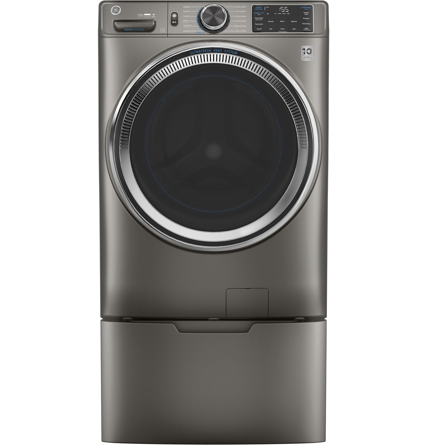 GE Satin Nickel Front Load Washer (5.5 Cu. Ft.) - GFW650SPNSN