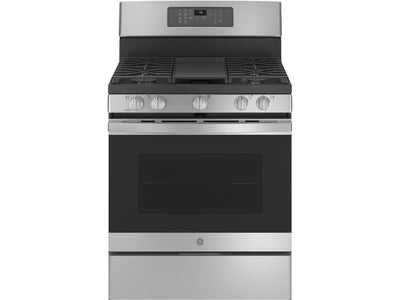 GE Stainless Steel 30" Freestanding Gas Convection Range with Air Fry (5.0 Cu.Ft.) - JCGB735SPSS