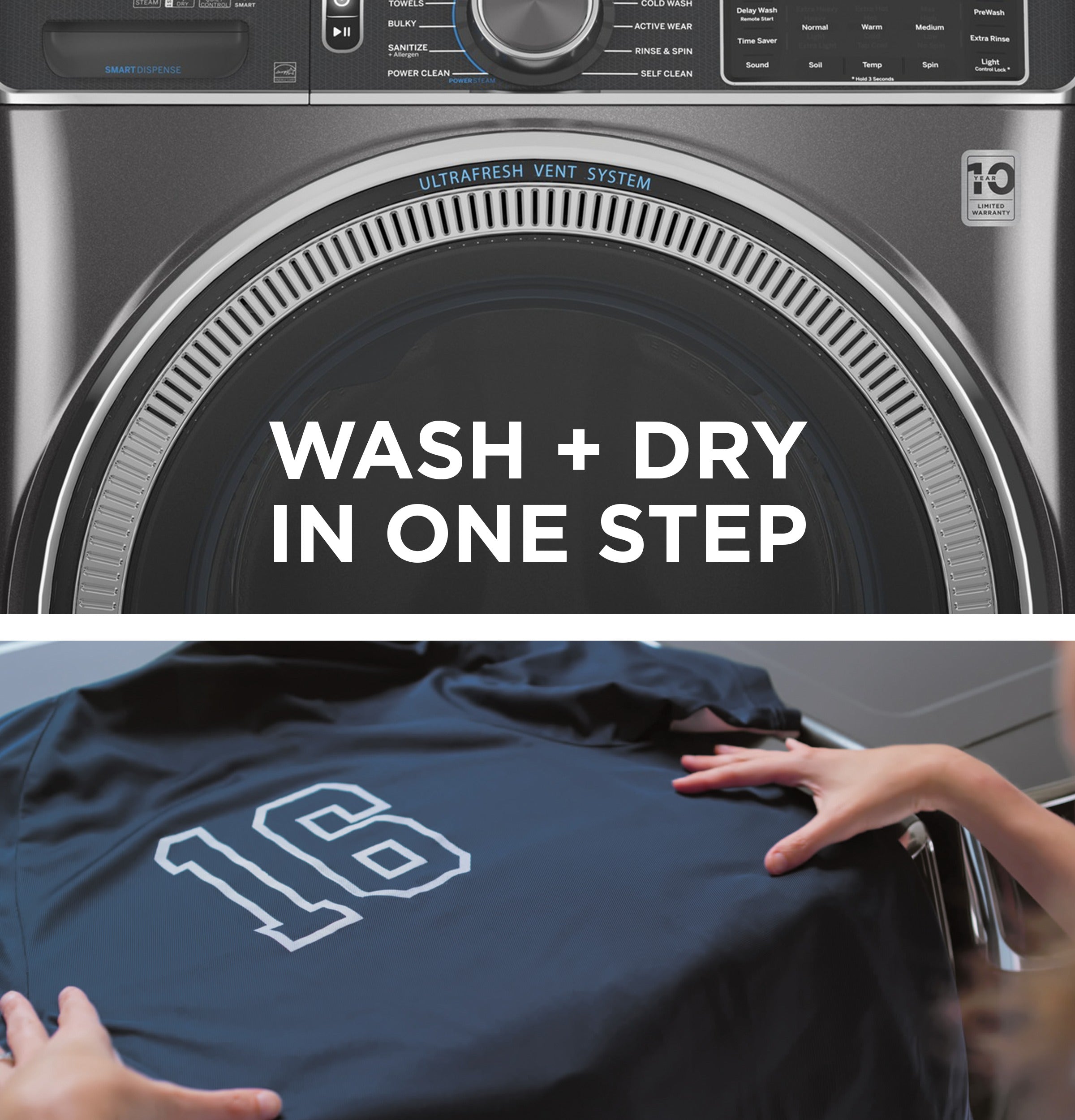 GE Sapphire Blue Front Load Washer with SmartDispense™ and UltraFresh Vent System with OdorBlock™ (5.8 Cu. Ft.) - GFW850SPNRS