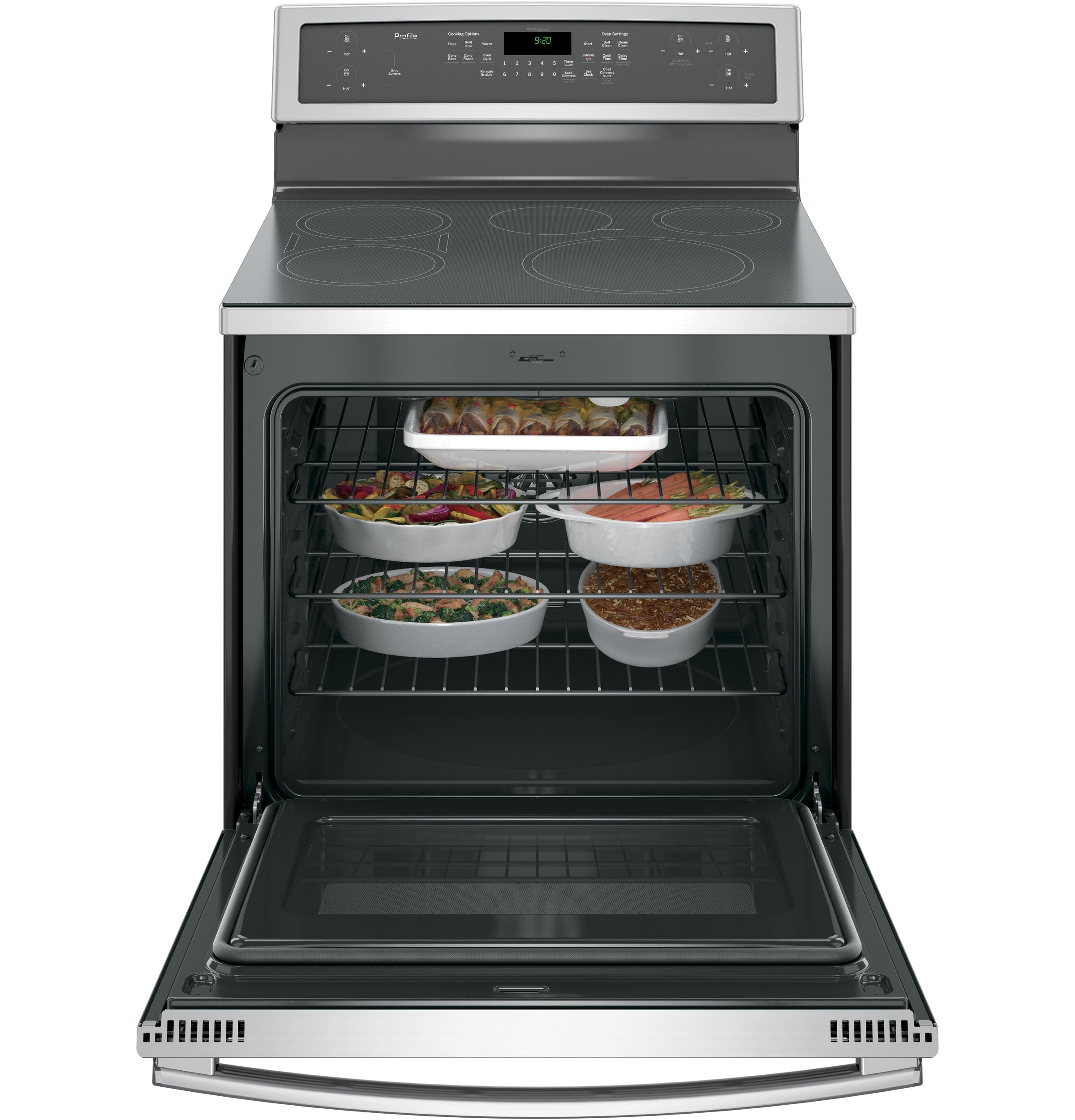 GE Profile Stainless Steel Freestanding Electric Induction Convection Range (6.2 Cu. Ft.) - PCHB920SMSS
