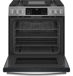 GE Profile Fingerprint Resistant Stainless Steel 30" Smart Slide-In Front-Control Gas Range with Air Fry (5.6 Cu.Ft.) - PCGS930YPFS