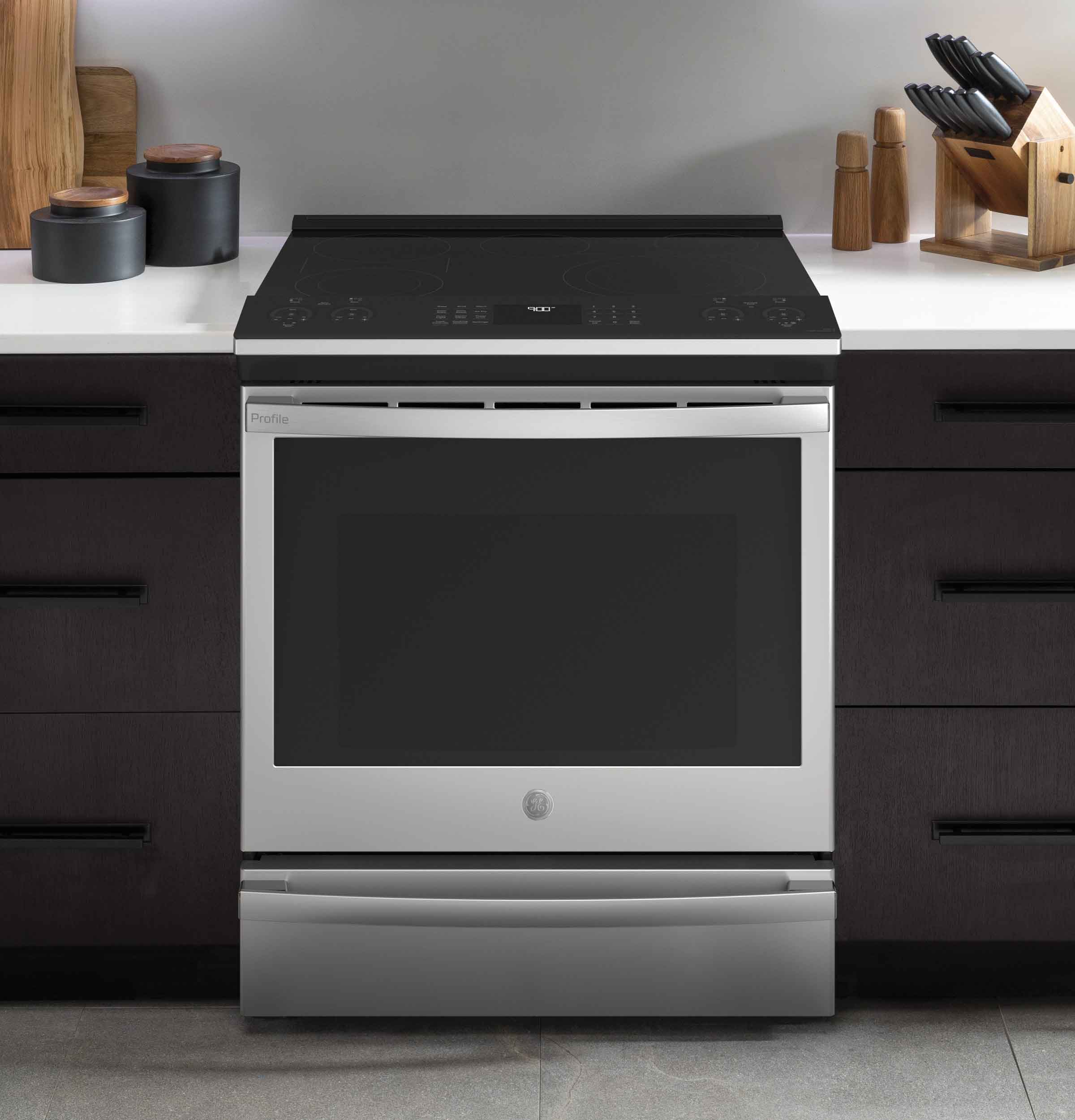 GE Profile Fingerprint Resistant Stainless Steel 30" Slide-In Electric Range with Air Fry (5.3 Cu.Ft) - PSS93YPFS