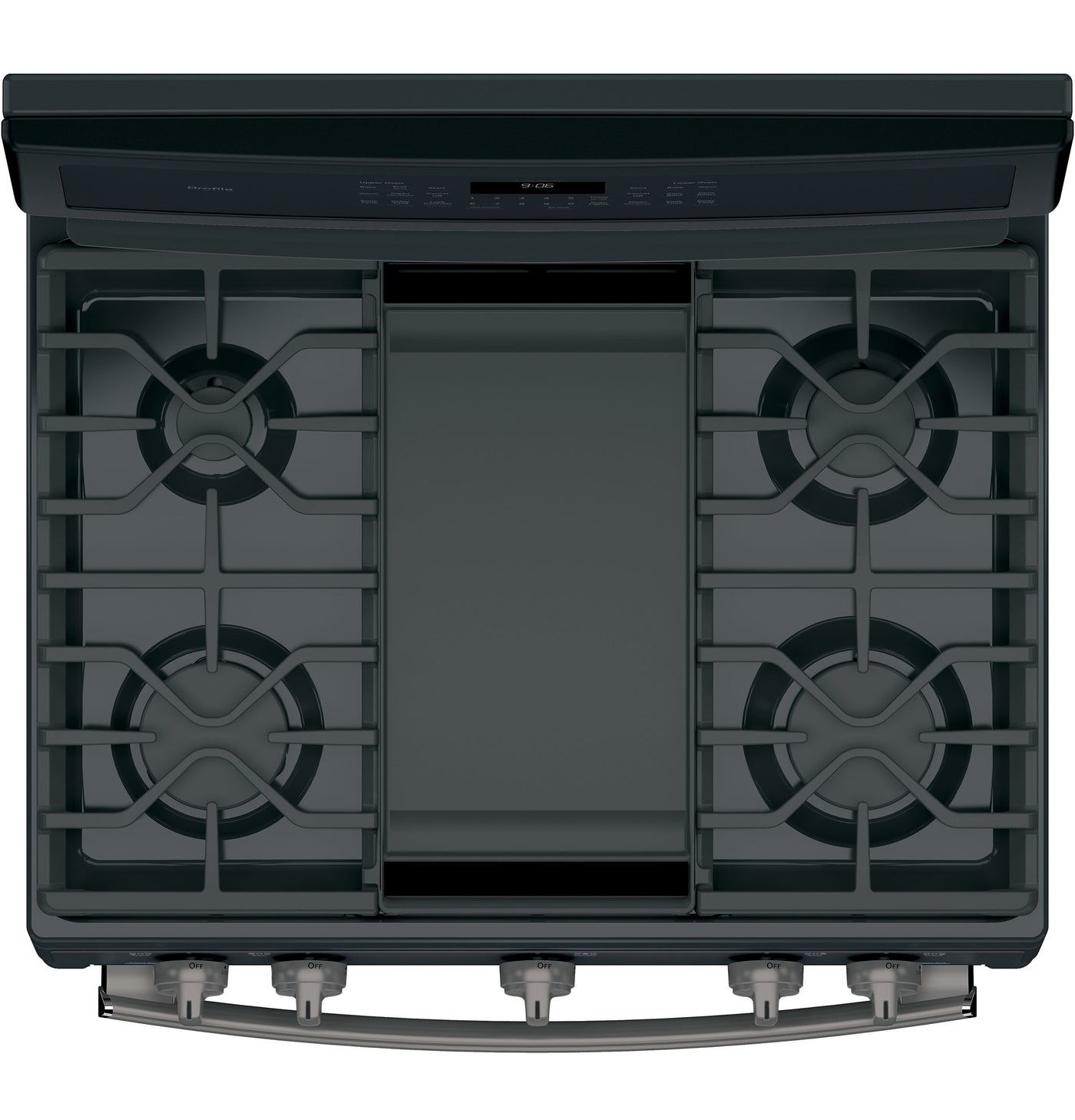 GE Profile Black Slate Freestanding Gas Double Oven Range (6.8 Cu. Ft.) - PCGB960FEJDS