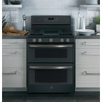 GE Profile Black Slate Freestanding Gas Double Oven Range (6.8 Cu. Ft.) - PCGB960FEJDS