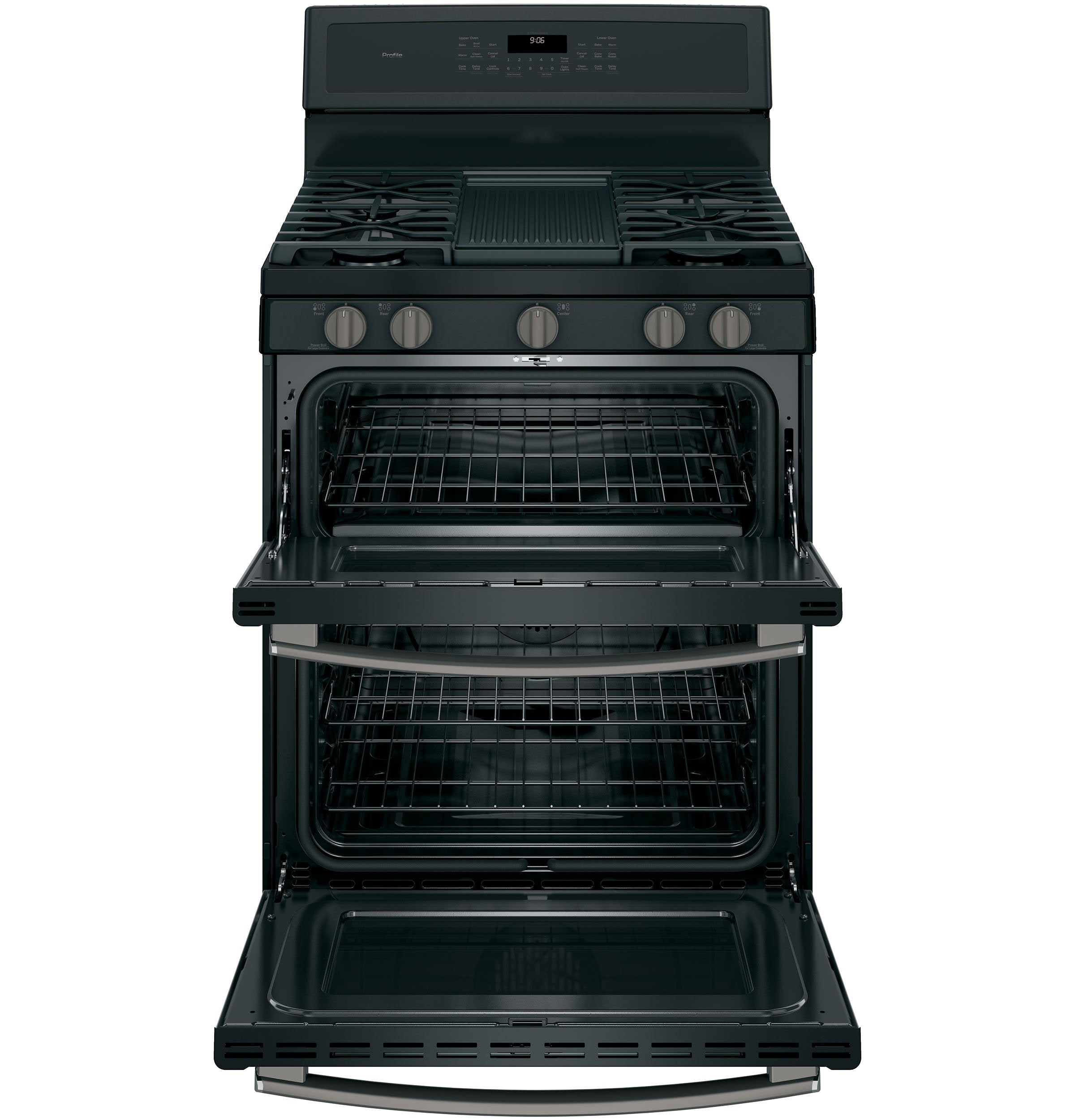 GE Profile Black Slate Freestanding Gas Double Oven Range (6.8 Cu. Ft.) - PCGB960FEJDS
