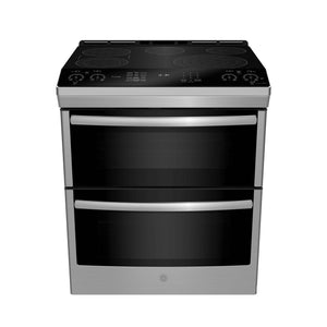GE Profile Stainless Steel 30" Slide-In Electric Double Oven Range with Air Fry and Self Clean Racks (6.7 Cu. Ft.) - PCS980YMFS