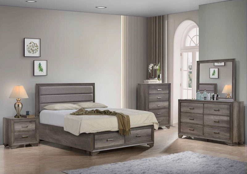 Sophie 3Piece Queen Storage Bed Weathered Grey Leon's