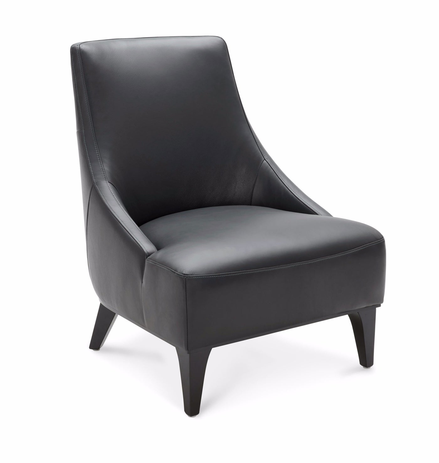 Marquise Leather Slipper Chair - Dark Grey