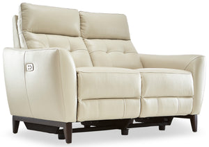 Wexner Leather Dual Power Reclining Loveseat - Colby Stone