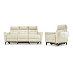 Wexner Leather Dual Power Reclining Sofa and Chair Set - Colby Stone