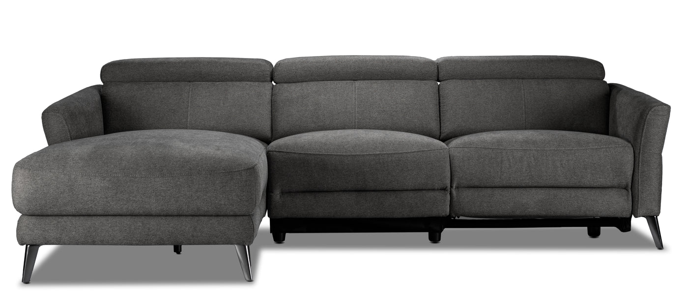 Francesca 2-Piece Power Reclining Sectional with Left-Facing Chaise - Starburst Metal