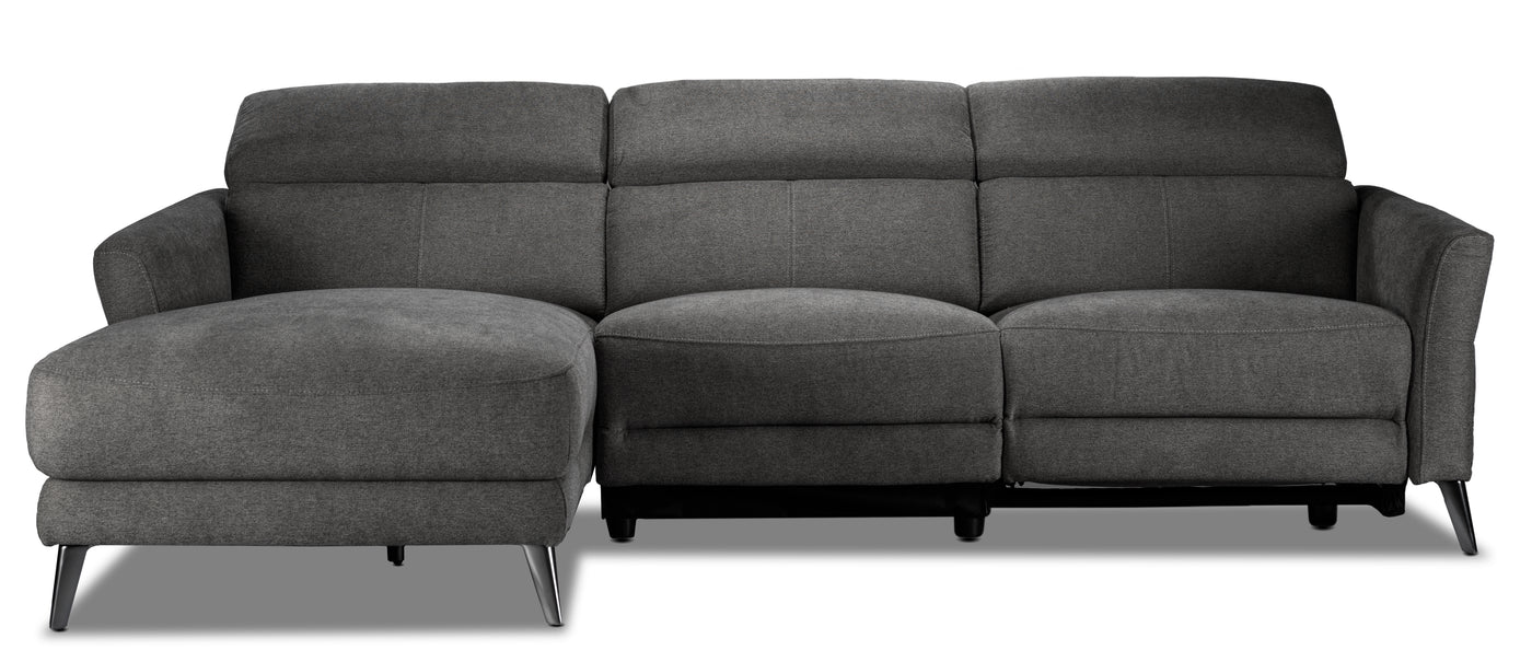 Francesca 2-Piece Power Reclining Sectional with Left-Facing Chaise - Starburst Metal