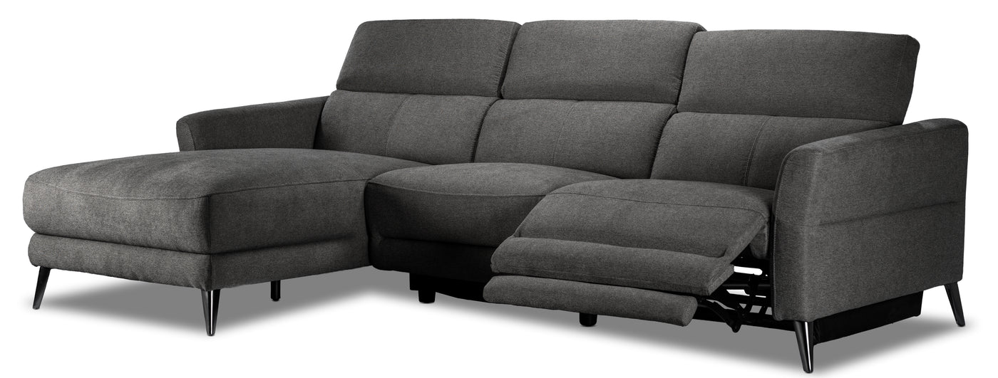 Francesca 2-Piece Power Reclining Sectional with Left-Facing Chaise - Starburst Metal