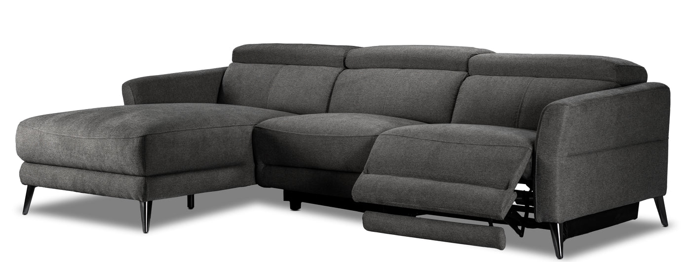 Francesca 2-Piece Power Reclining Sectional with Left-Facing Chaise - Starburst Metal