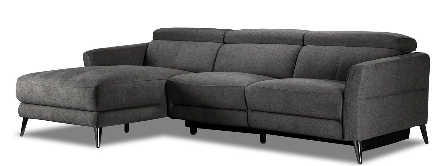 Francesca 2-Piece Power Reclining Sectional with Left-Facing Chaise - Starburst Metal