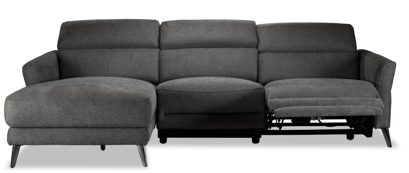 Francesca 2-Piece Power Reclining Sectional with Left-Facing Chaise - Starburst Metal