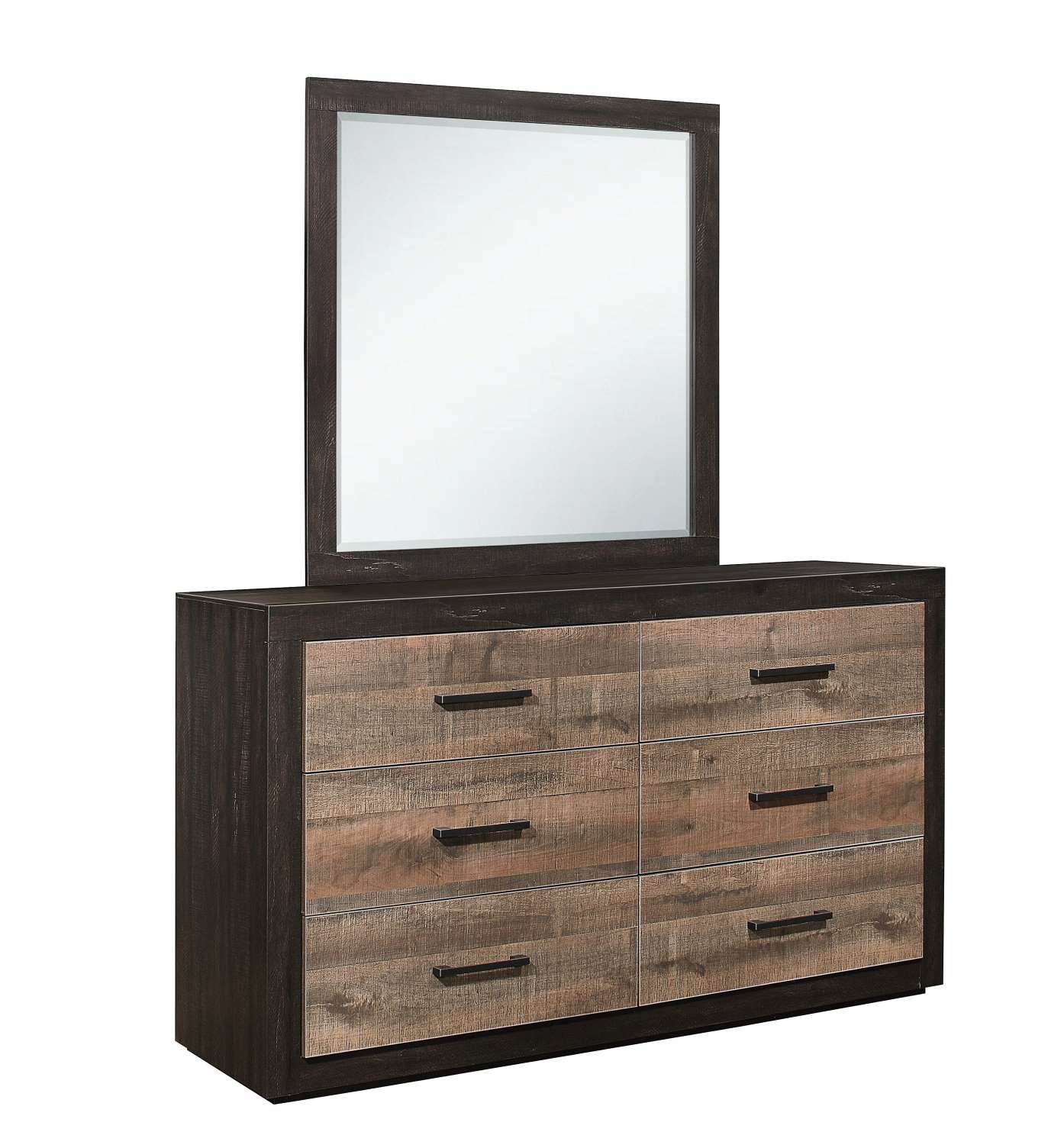 Miter 6 Drawer Dresser - Black, Brown