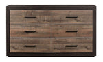 Miter 6 Drawer Dresser - Black, Brown