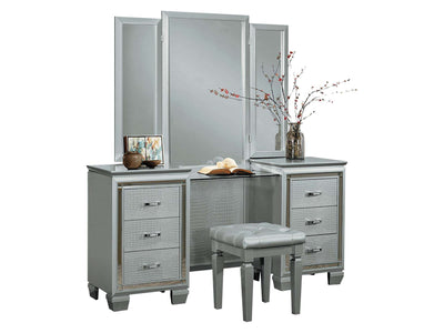 Allura Vanity Dresser with Mirror - Silver