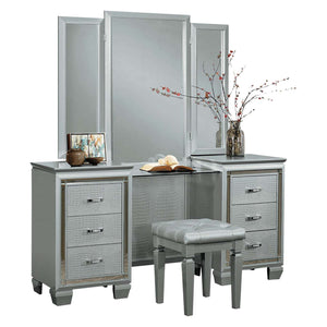 Allura Vanity Dresser with Mirror - Silver