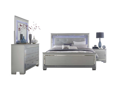 Allura 6-Piece Queen Bedroom Package with LED Lighting - Silver