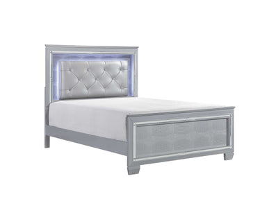 Allura 3-Piece Queen Bed with LED Lighting - Silver