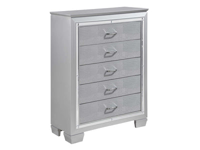 Allura 5 Drawer Chest - Silver