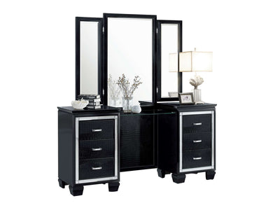 Allura Vanity Dresser with Mirror - Black