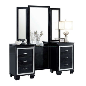 Allura Vanity Dresser with Mirror - Black
