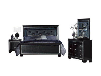 Allura 6-Piece King Bedroom Package with LED Lighting - Black