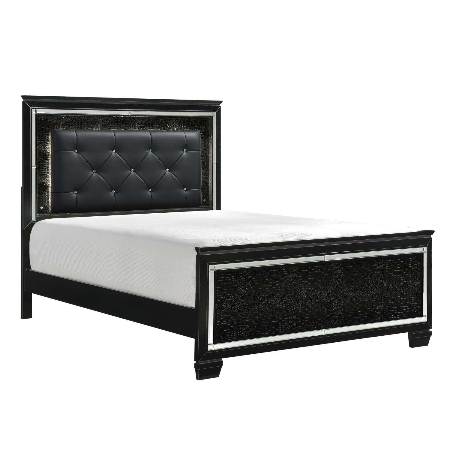 Allura 3 Piece Queen Bed with Lighting Black Leon s