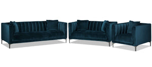 Celina Sofa, Loveseat and Chair Set - Blue