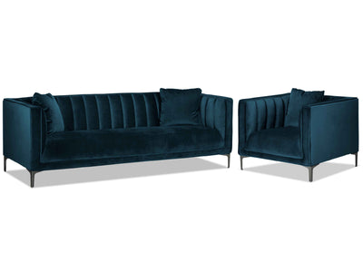 Celina Sofa and Chair Set - Blue